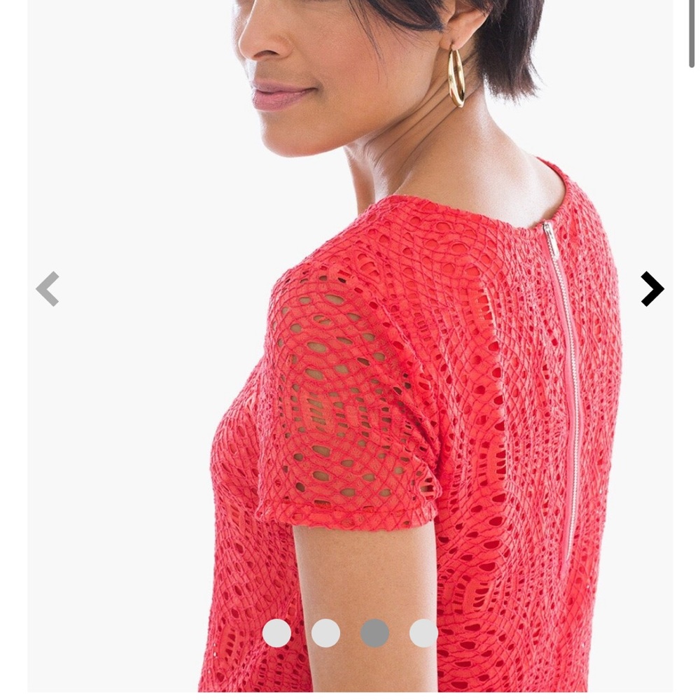 Chico's Coral Lace Short sleeve Dress - Picture 4 of 8